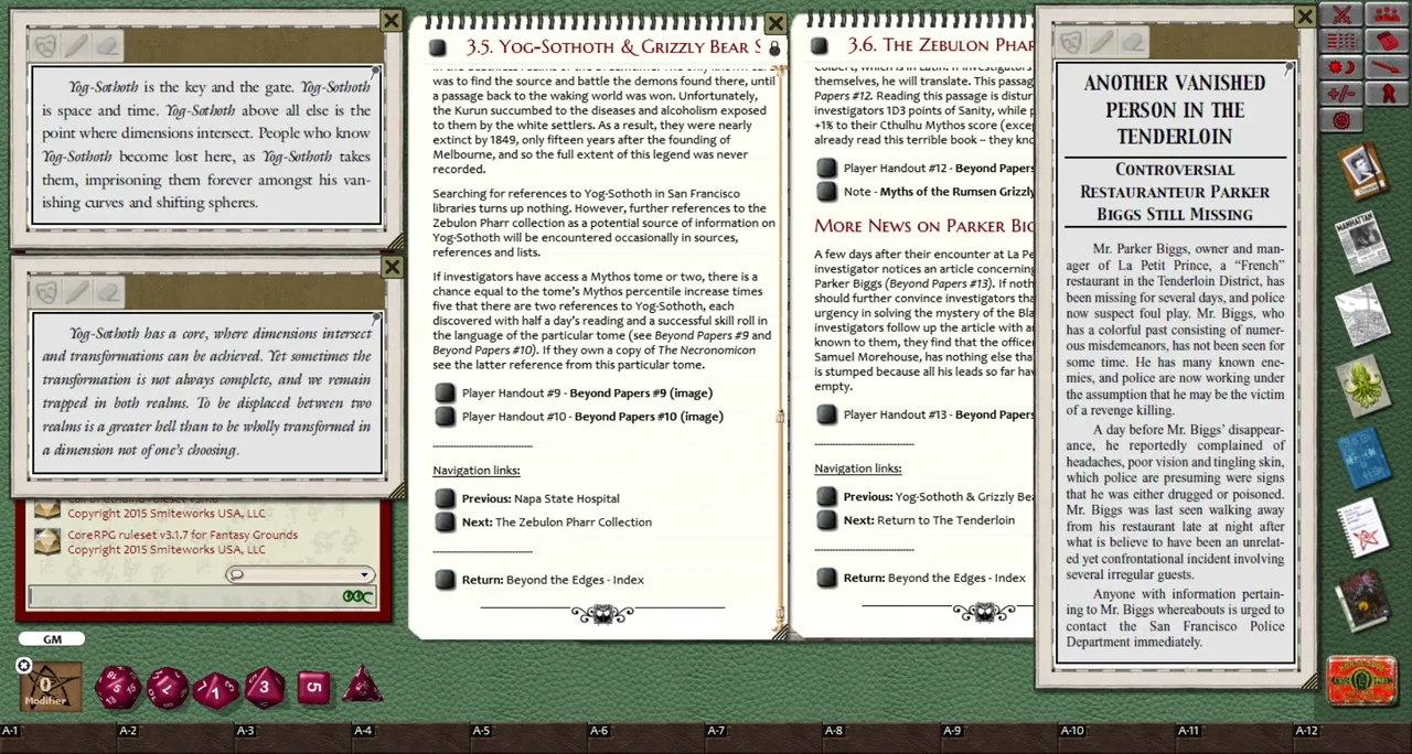 Fantasy Grounds - Call of Cthulhu: Secrets of San Francisco Screenshot 2