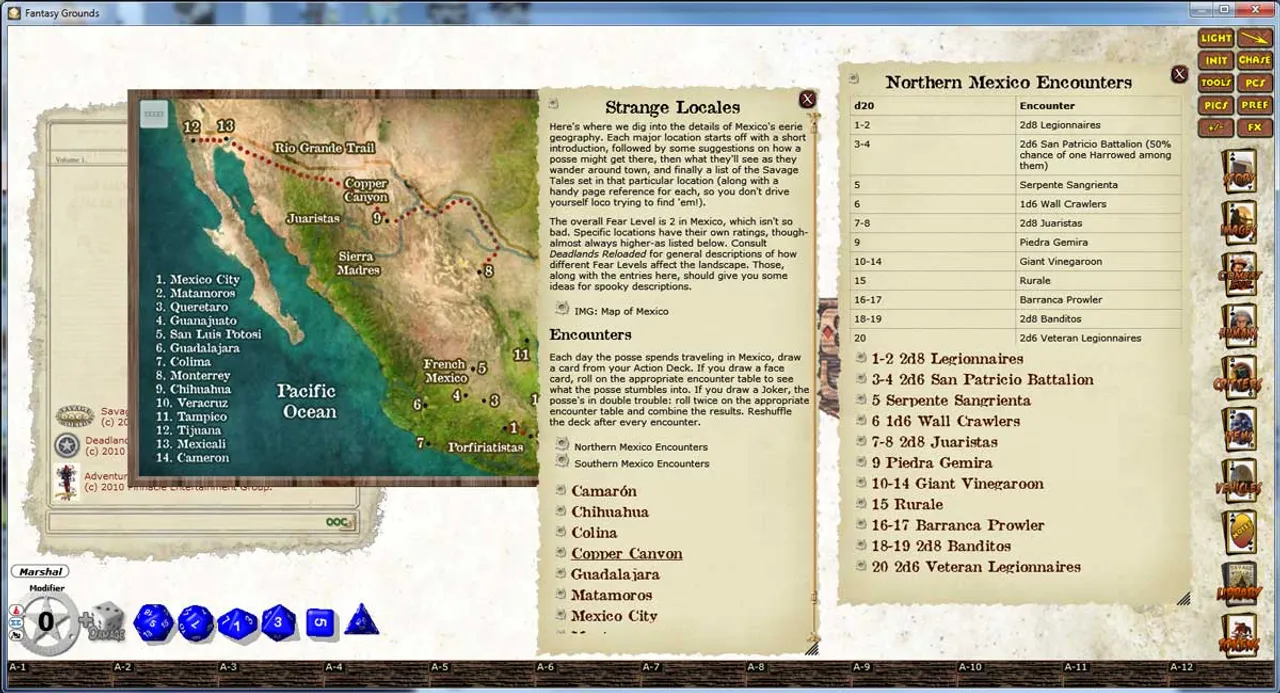 Fantasy Grounds - Deadlands: South 'o The Border Trail Guide Screenshot 1