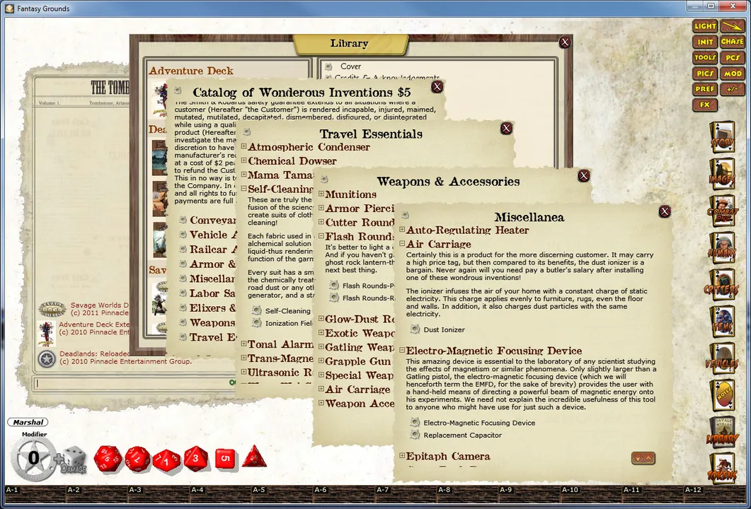 Fantasy Grounds - Deadlands: The 1880 Smith & Robards Catalog Screenshot 3