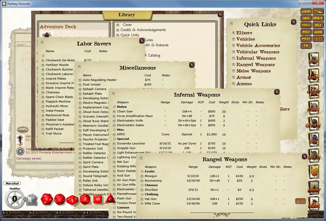 Fantasy Grounds - Deadlands: The 1880 Smith & Robards Catalog Screenshot 1