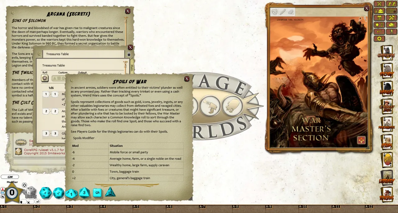 Fantasy Grounds - Weird Wars Rome (Savage Worlds) Screenshot 3