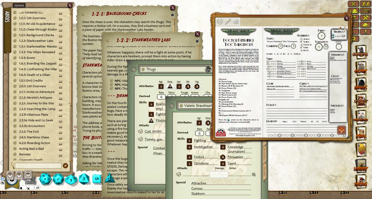 Fantasy Grounds - Daring Tales of Adventure #01 - To End All Wars & Chaos on Crete (Savage Worlds) Screenshot 1