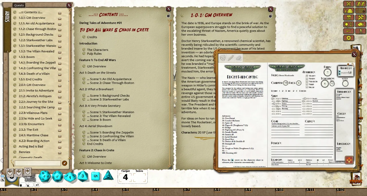 Fantasy Grounds - Daring Tales of Adventure #01 - To End All Wars & Chaos on Crete (Savage Worlds) Screenshot 3