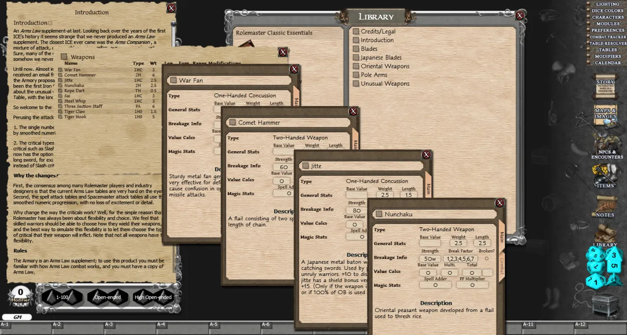 Fantasy Grounds - Rolemaster Classic: The Armoury Screenshot 2
