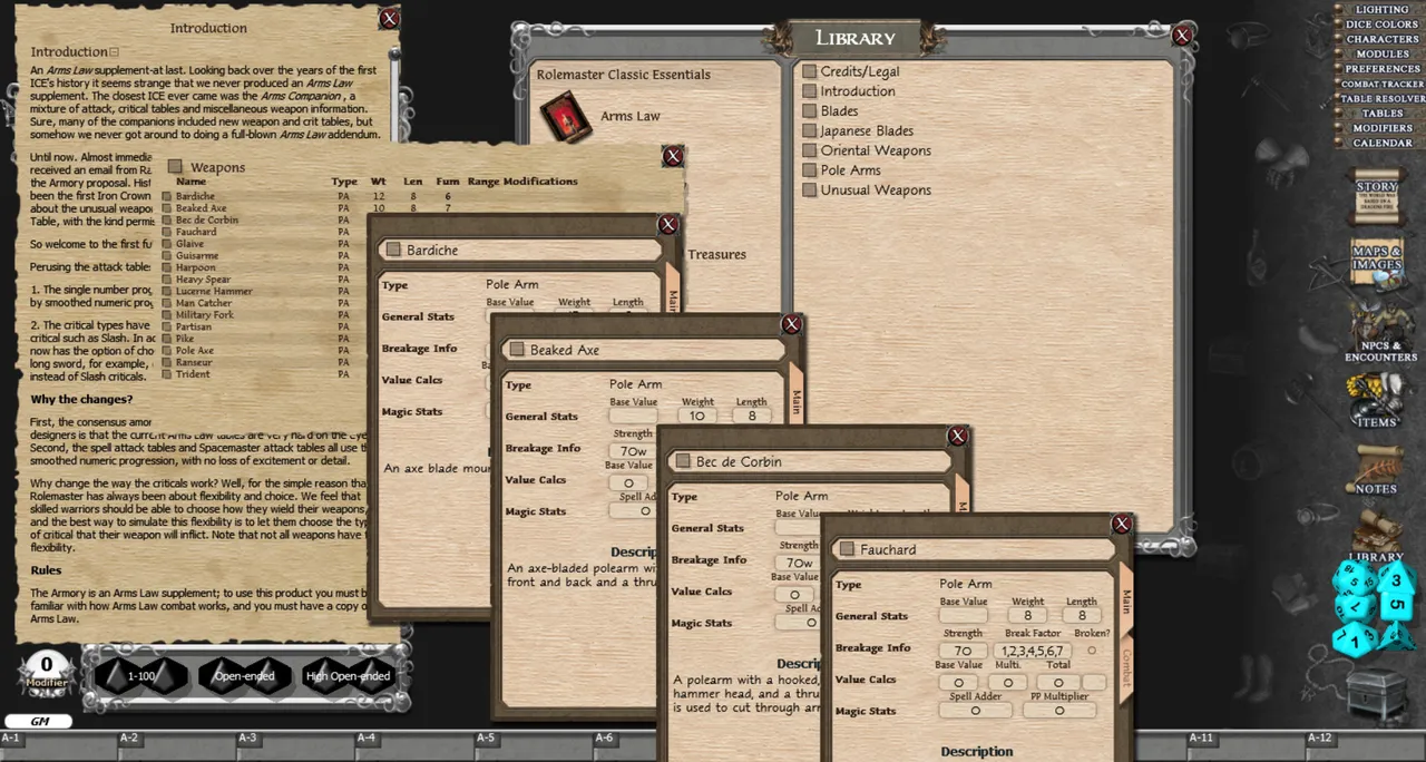 Fantasy Grounds - Rolemaster Classic: The Armoury Screenshot 1