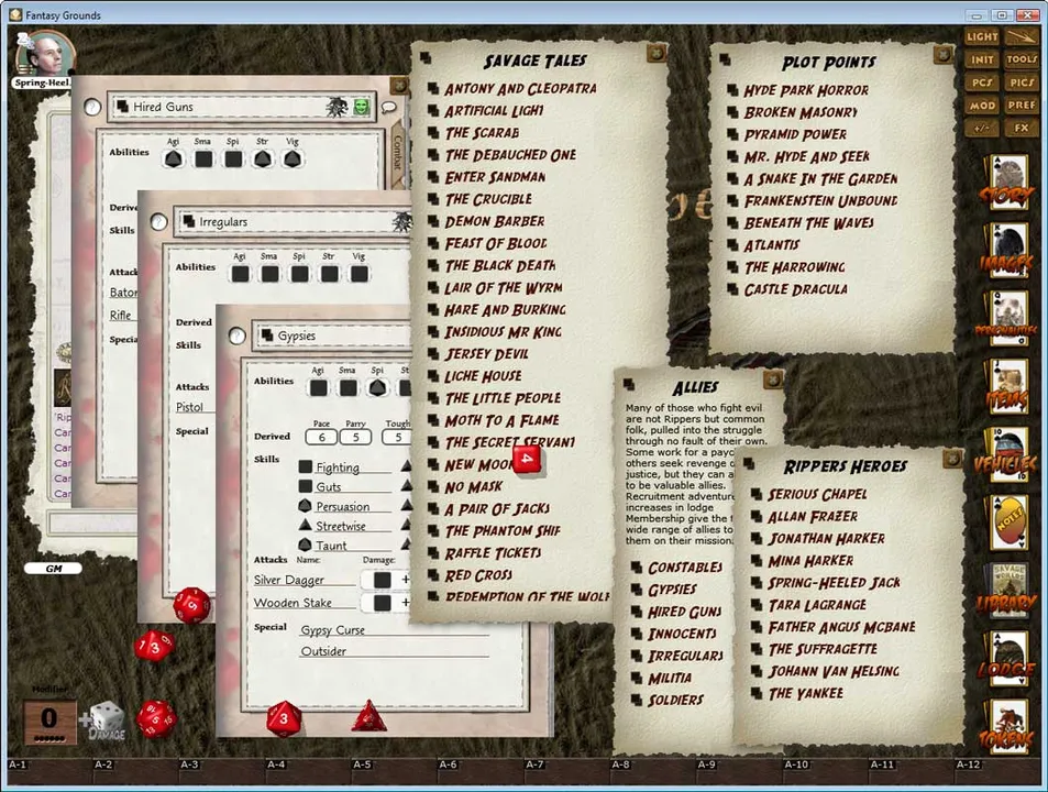 Fantasy Grounds - Rippers (Savage Worlds) Screenshot 3