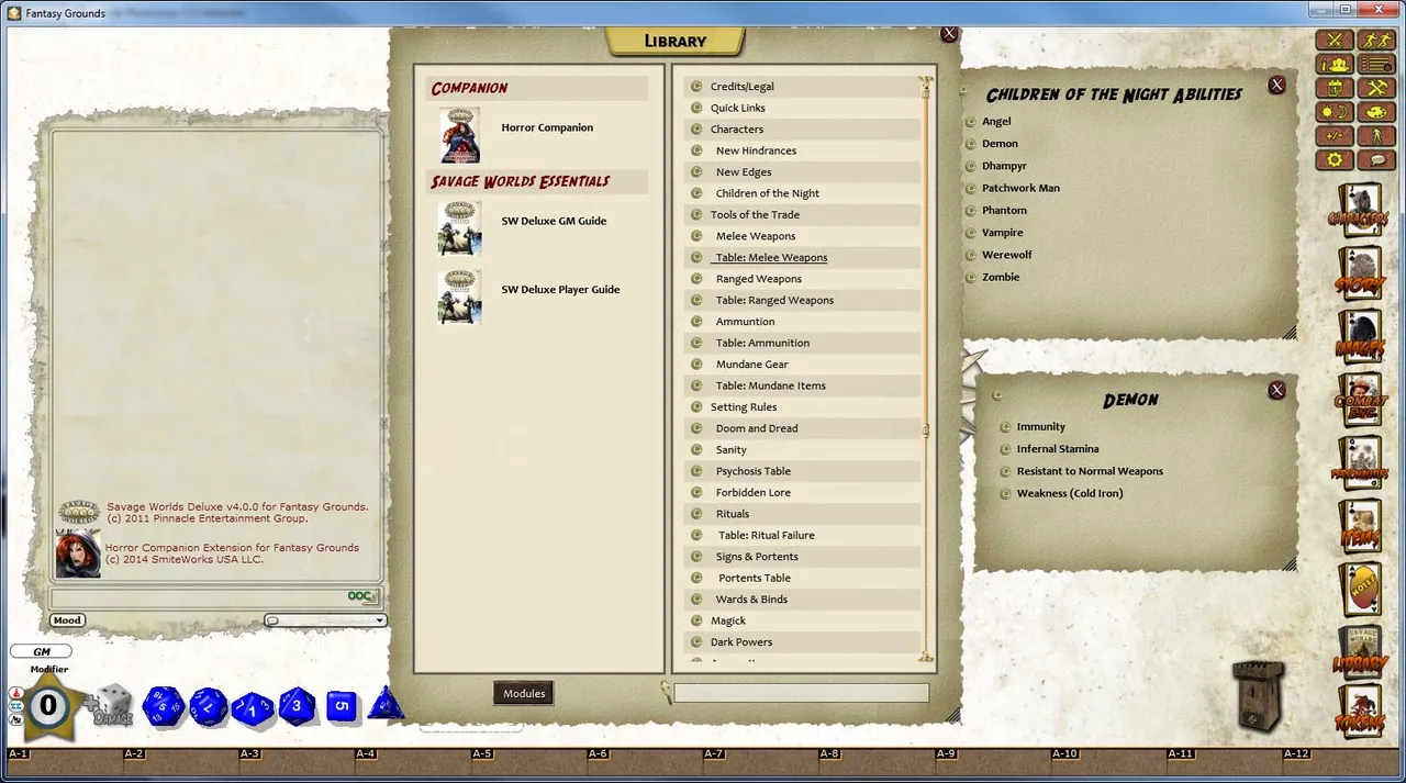 Fantasy Grounds - Savage Worlds Horror Companion Screenshot 0