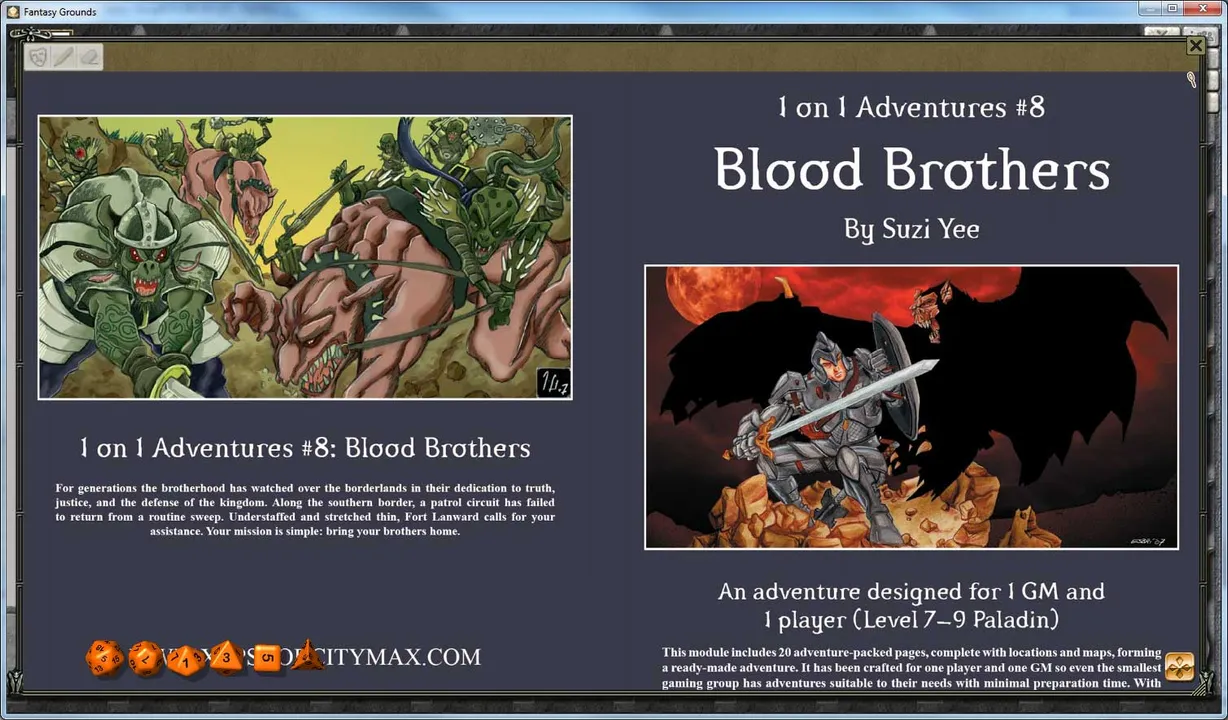 Fantasy Grounds - 1 on 1 Adventures #8: Blood Brothers (3.5E/PFRPG) Screenshot 2