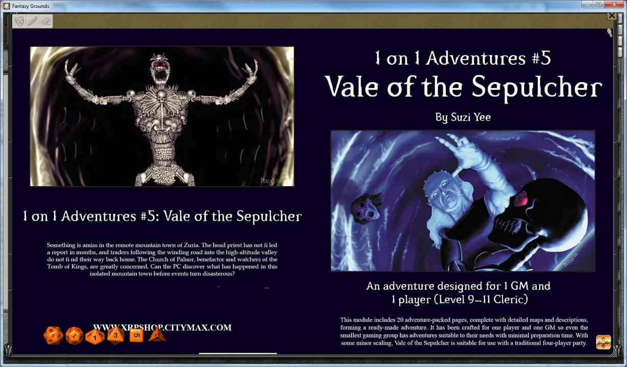 Fantasy Grounds - 1 on 1 Adventures #5: Vale of the Sepulcher (3.5E/PFRPG) Screenshot 0