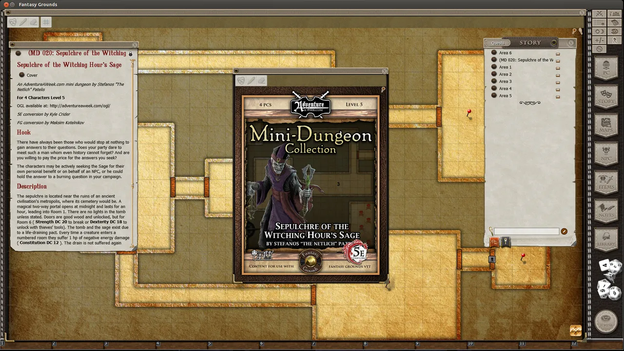 Fantasy Grounds - Mini-Dungeon #020: Sepulchre of the Witching Hour's Sage (5E) Screenshot 1