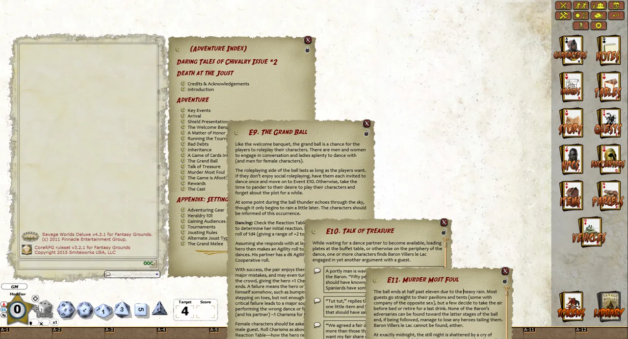 Fantasy Grounds - Daring Tales of Chivalry #02: Death at the Joust (Savage Worlds) Screenshot 0