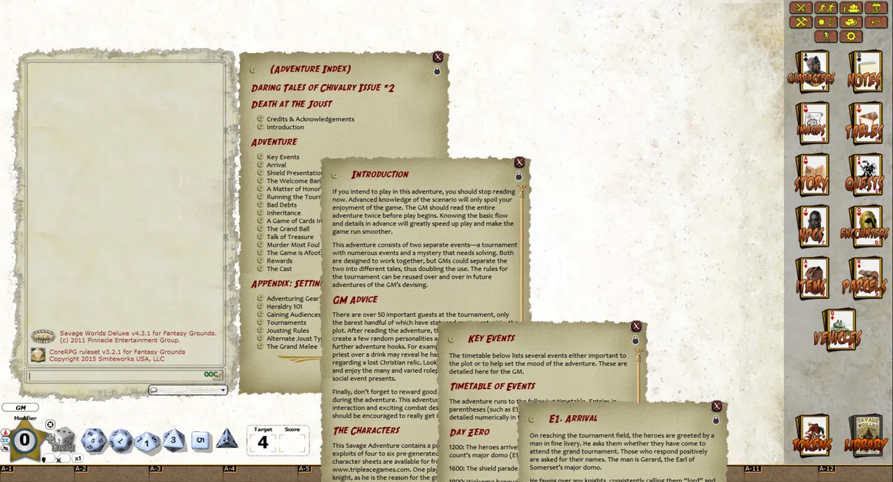 Fantasy Grounds - Daring Tales of Chivalry #02: Death at the Joust (Savage Worlds) Screenshot 2