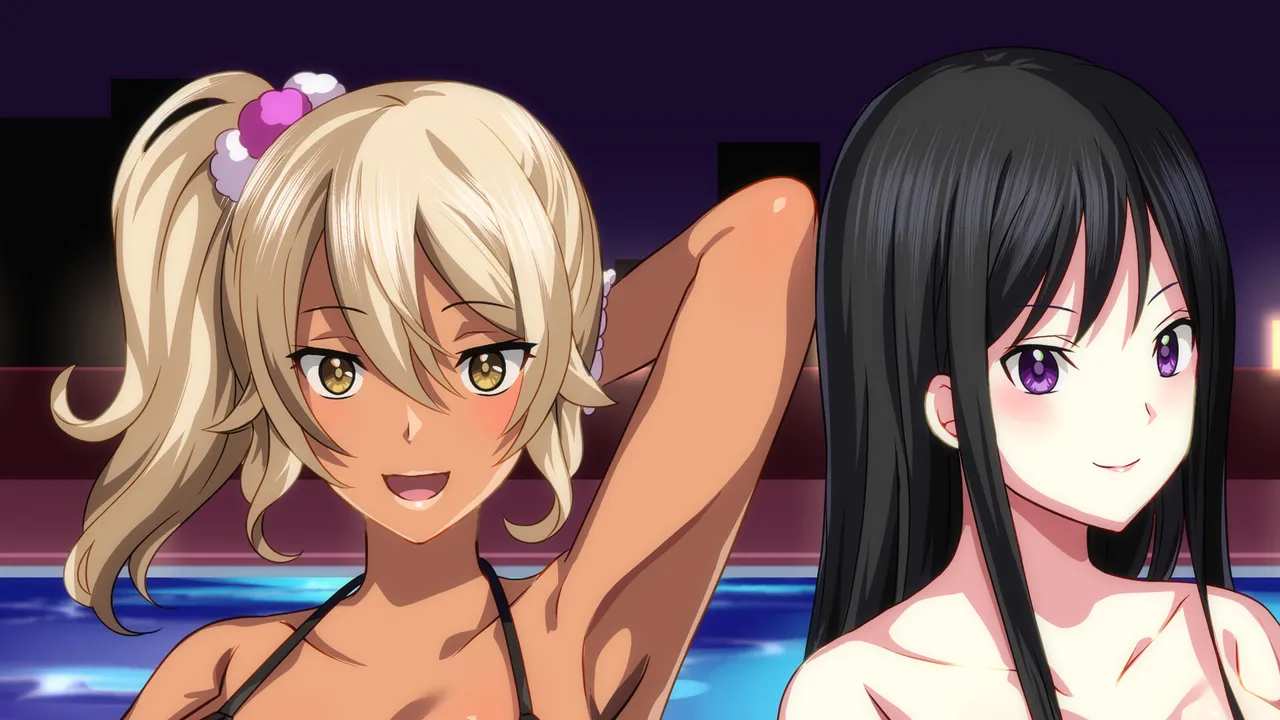 Horny Ladies at the Members-Only Pool After Dark Screenshot 0