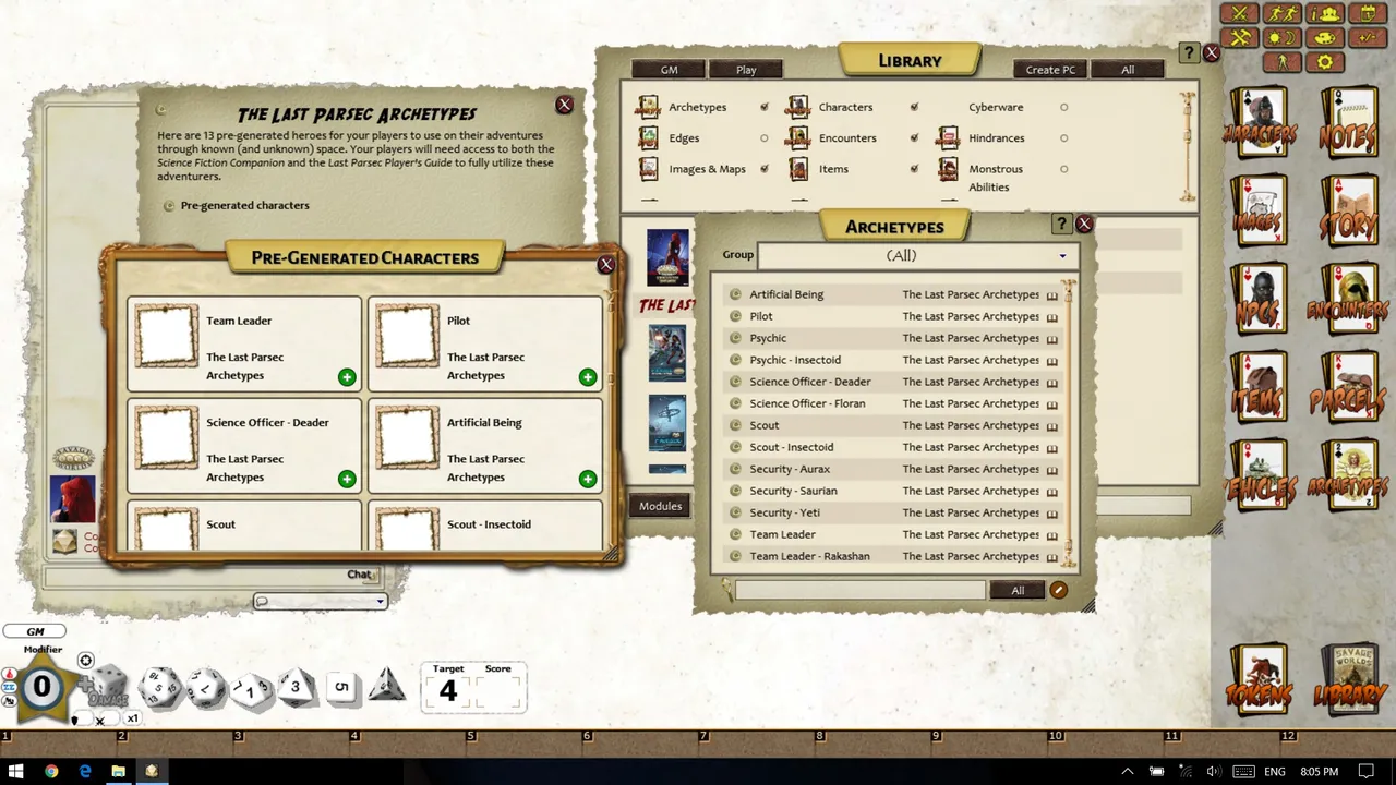 Fantasy Grounds - The Last Parsec: Archetypes (Savage Worlds) Screenshot 3