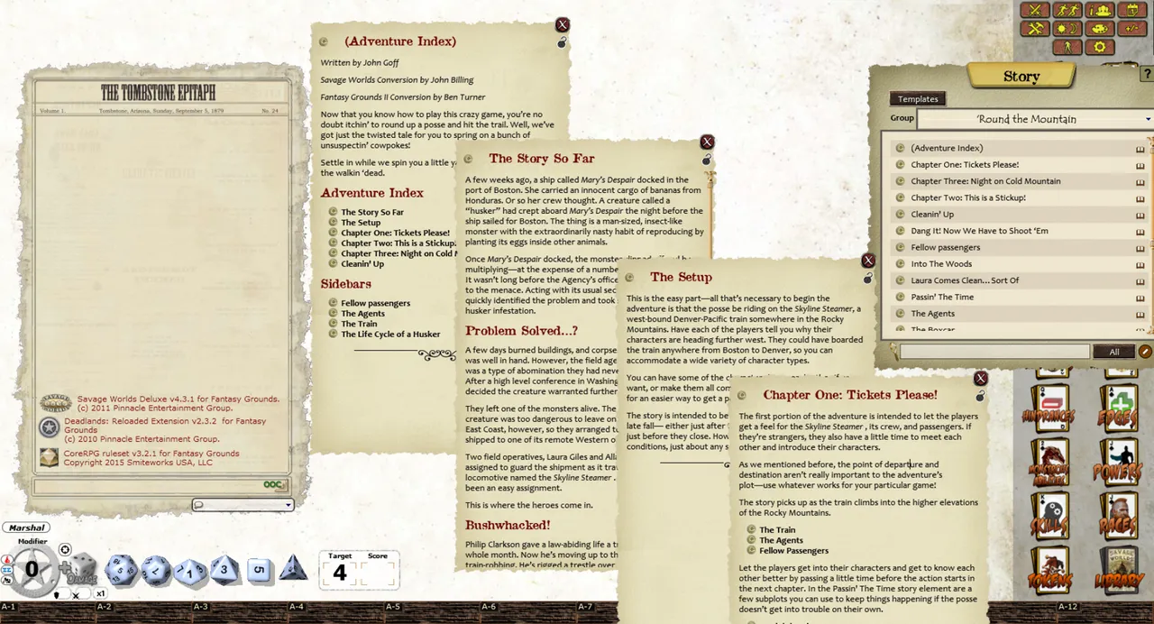 Fantasy Grounds - Deadlands Reloaded: OneSheet Adventure PAK (Savage Worlds) Screenshot 3
