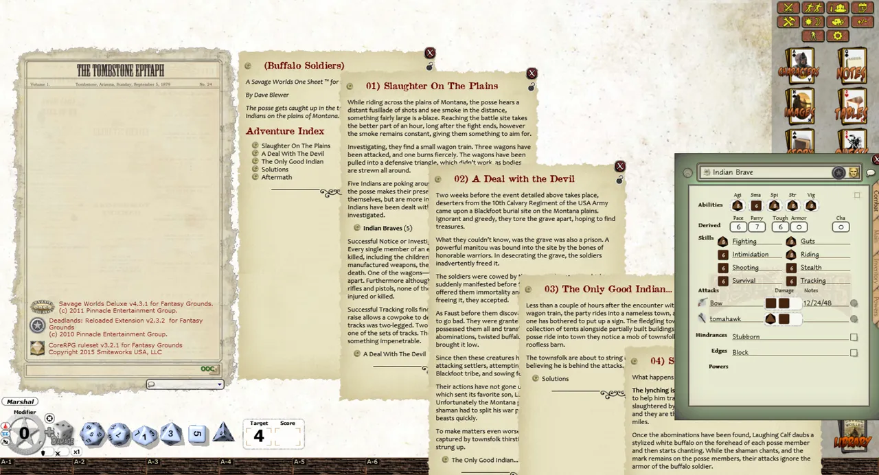 Fantasy Grounds - Deadlands Reloaded: OneSheet Adventure PAK (Savage Worlds) Screenshot 0