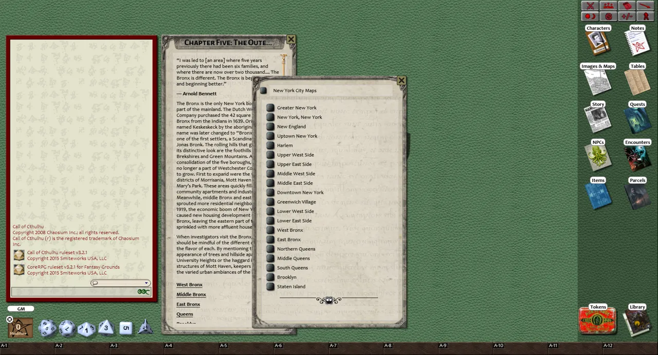 Fantasy Grounds - Secrets of New York (CoC) Screenshot 1