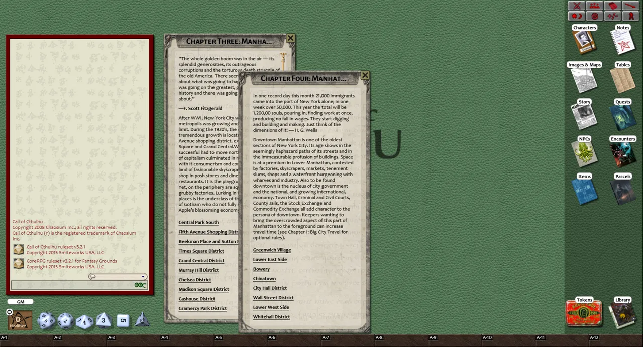 Fantasy Grounds - Secrets of New York (CoC) Screenshot 0