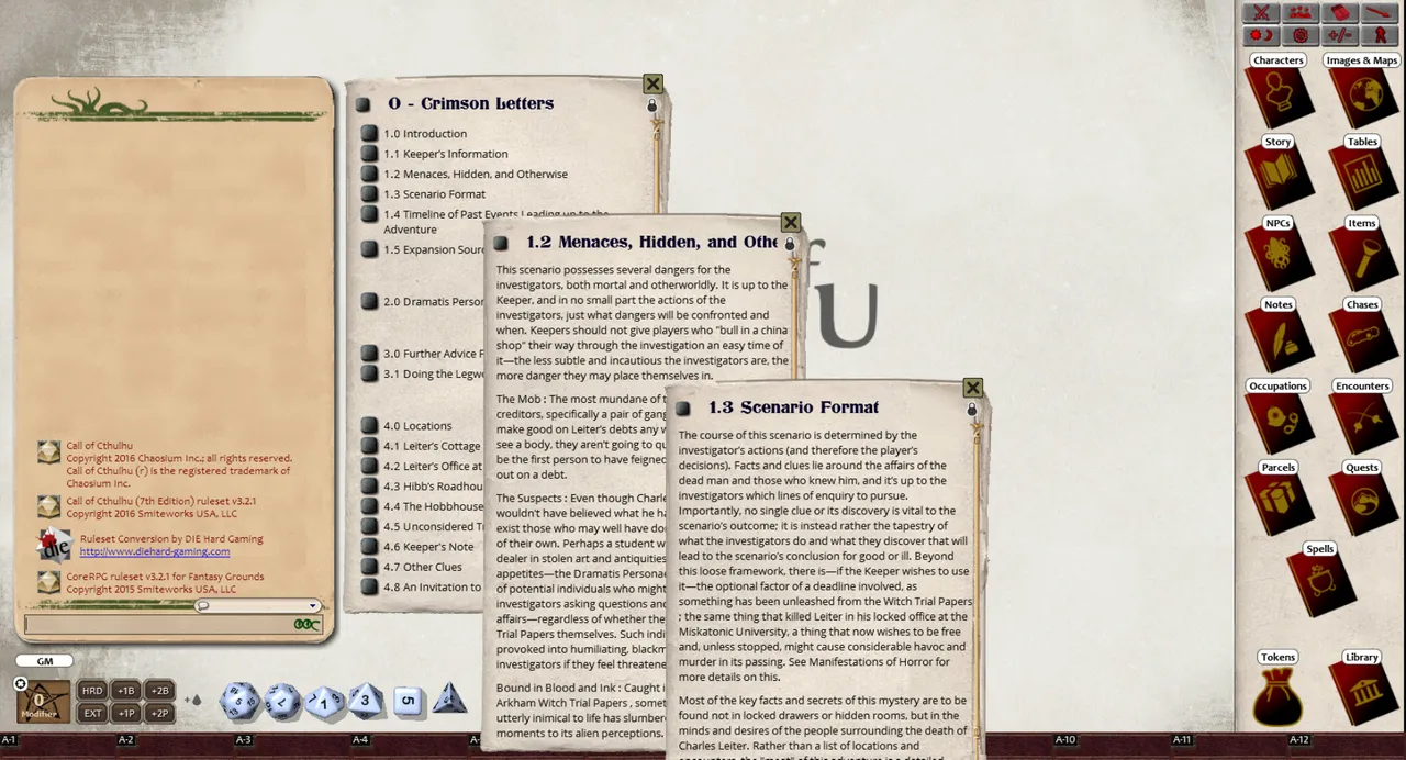 Fantasy Grounds - Call of Cthulhu 7th Edition (Ruleset) Screenshot 3