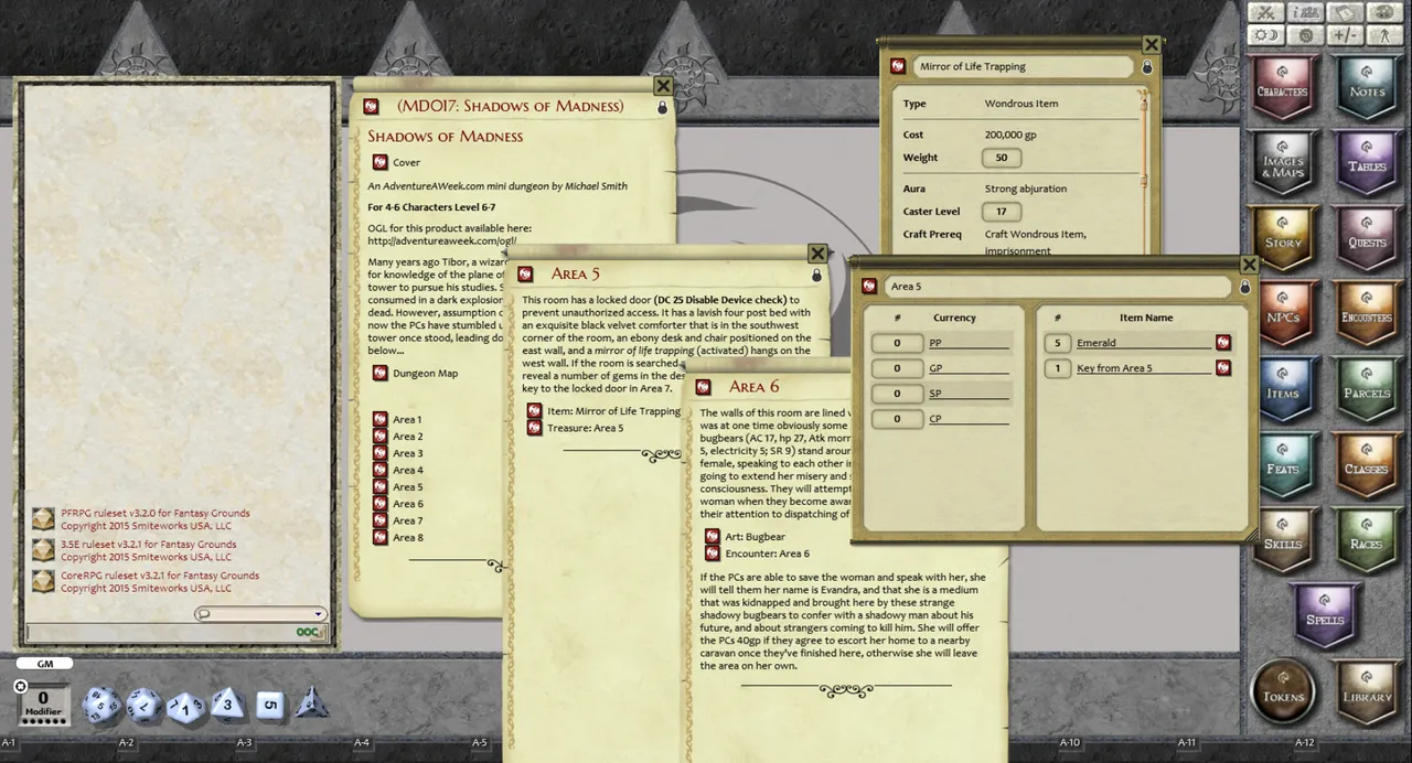 Fantasy Grounds - Mini-Dungeon #017: Shadows of Madness (PFRPG) Screenshot 0