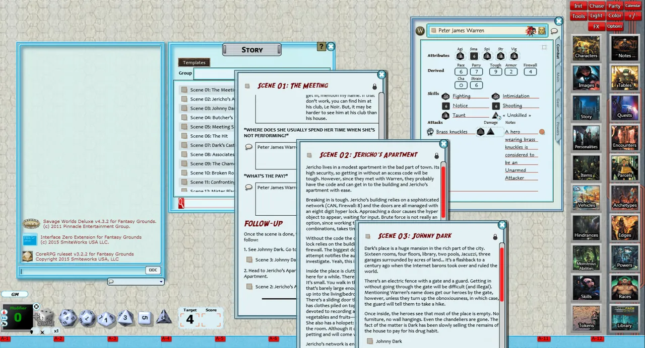 Fantasy Grounds - Interface Zero: Jericho Rose (Savage Worlds) Screenshot 2