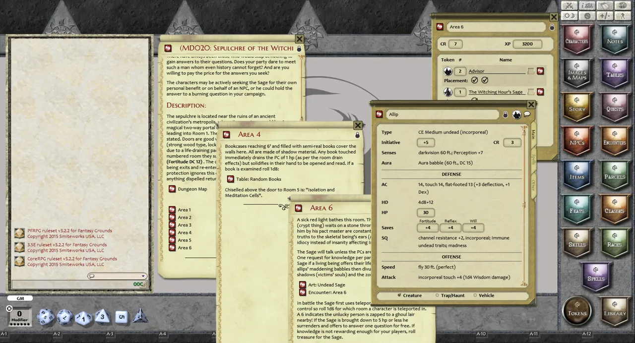 Fantasy Grounds - Mini-Dungeon #020: Sepulchre of the Witching Hour's Sage (PFRPG) Screenshot 1