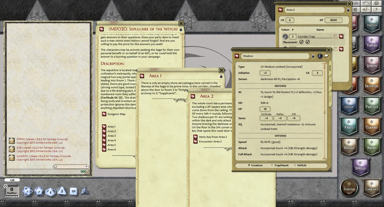 Fantasy Grounds - Mini-Dungeon #020: Sepulchre of the Witching Hour's Sage (PFRPG) Screenshot 2
