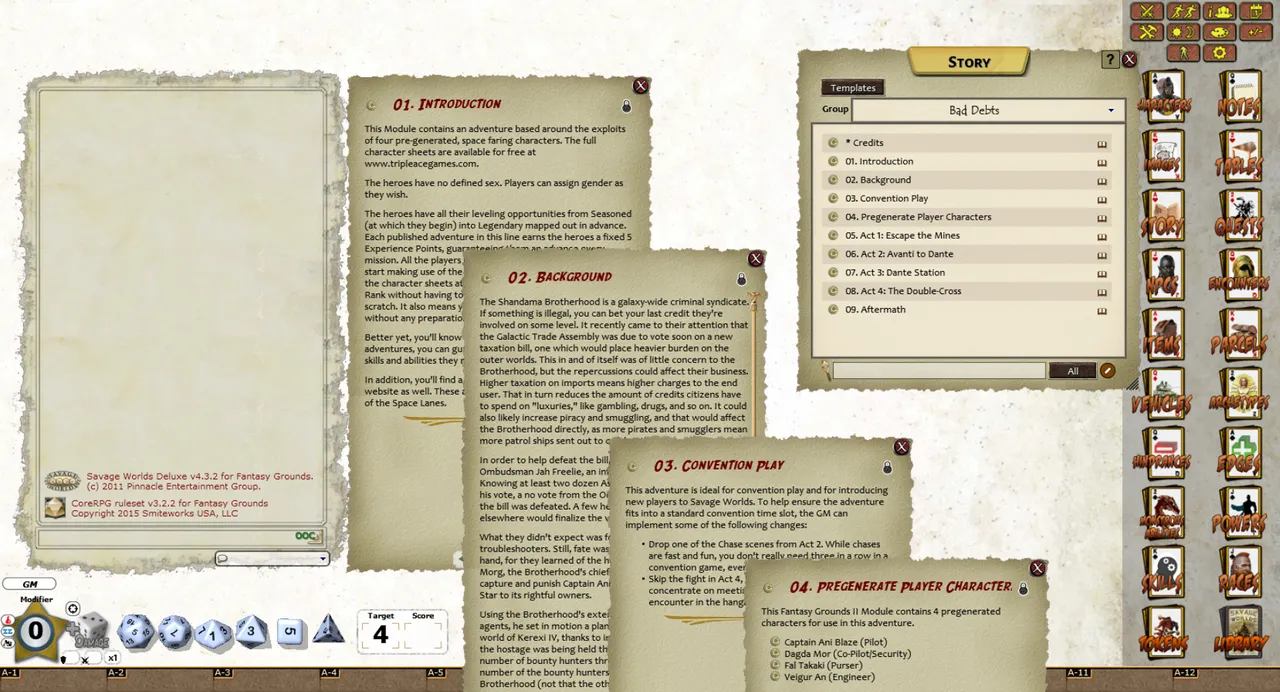 Fantasy Grounds - Daring Tales of the Space Lanes #2 - Bad Debts (Savage Worlds) Screenshot 2