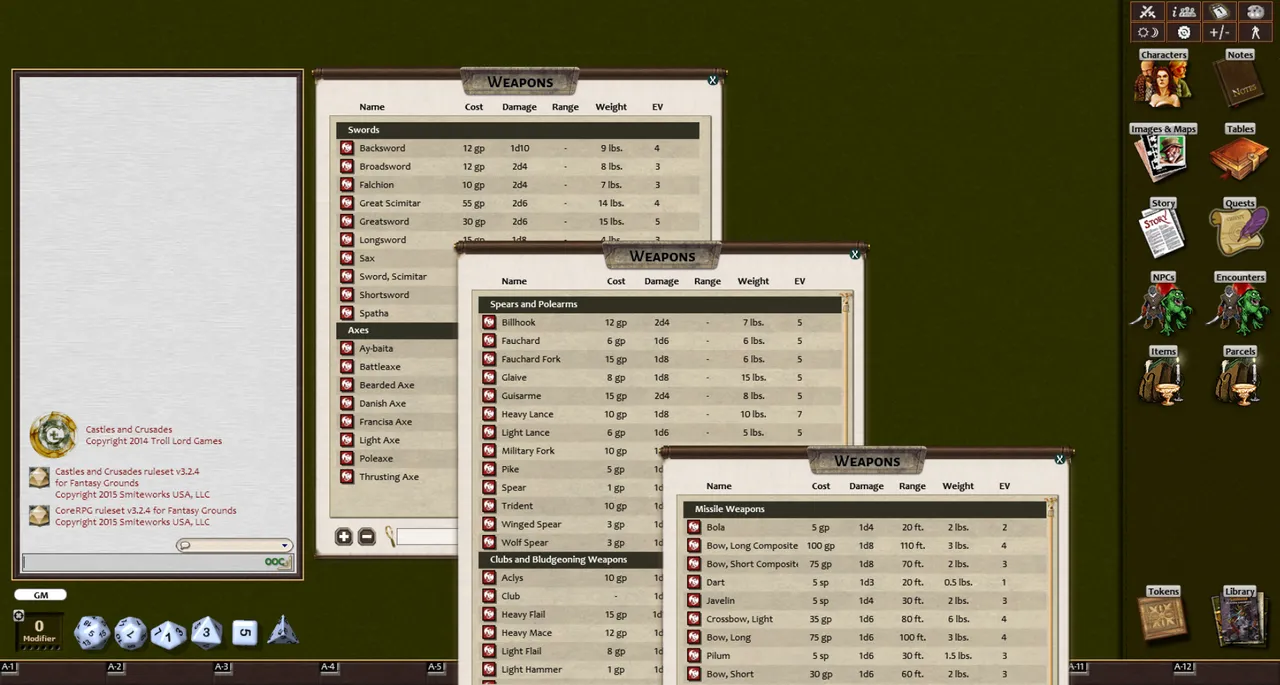 Fantasy Grounds - Castellan's Guide to Arms & Armor (Castles & Crusades) Screenshot 2