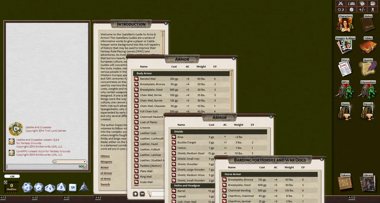 Fantasy Grounds - Castellan's Guide to Arms & Armor (Castles & Crusades) Screenshot 1