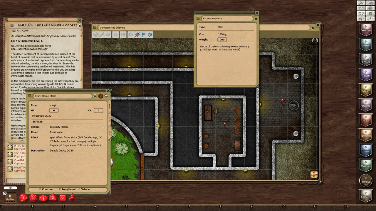 Fantasy Grounds - Mini-Dungeon #024: The Lapis Maiden of Serena Hortum (PFRPG) Screenshot 1