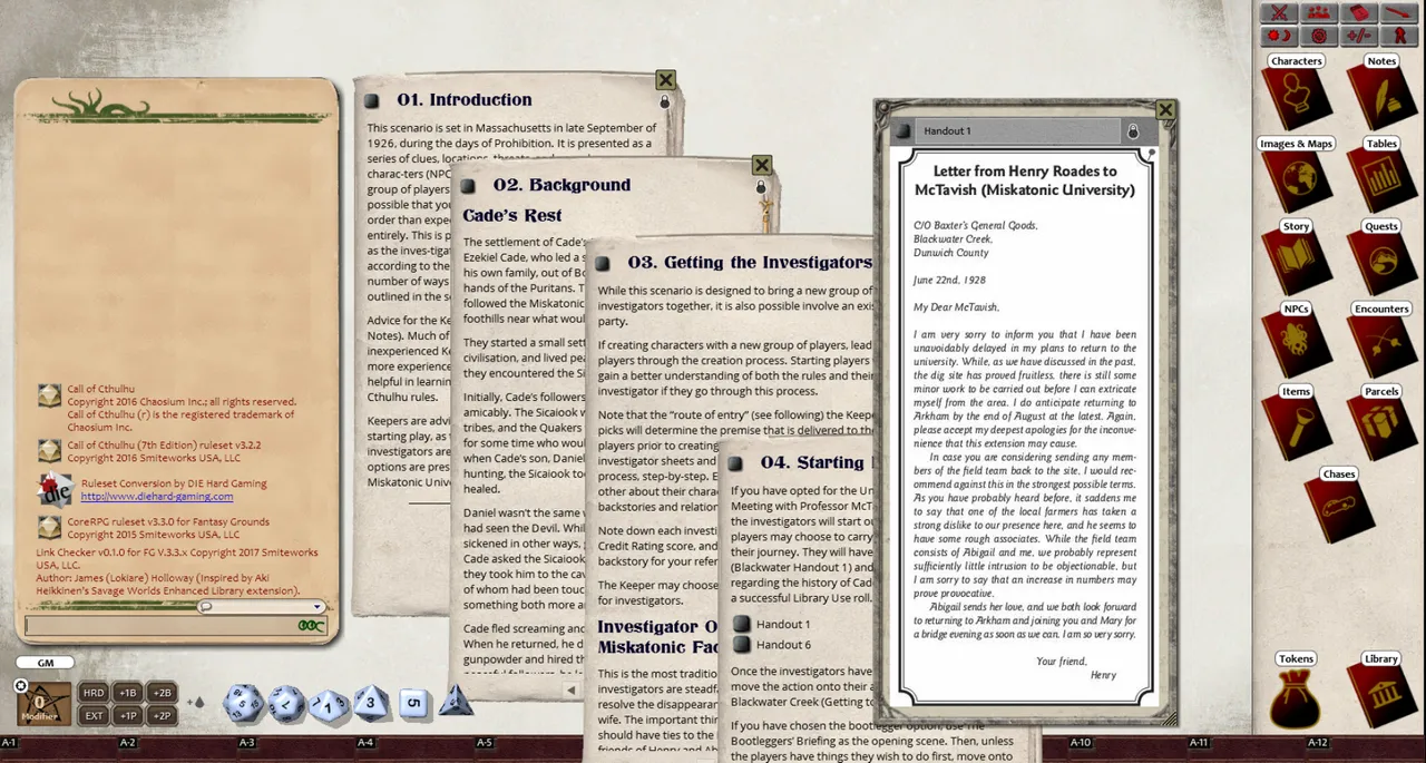 Fantasy Grounds - Blackwater Creek (CoC7E) Screenshot 3