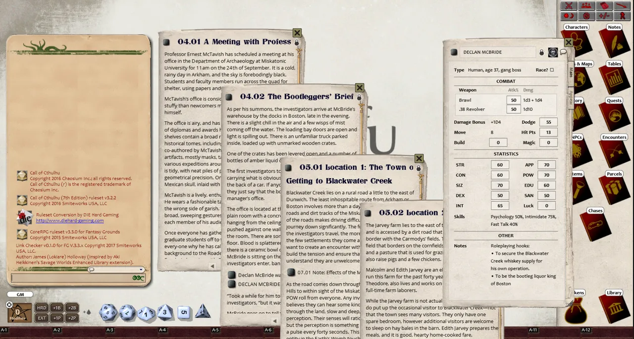 Fantasy Grounds - Blackwater Creek (CoC7E) Screenshot 1