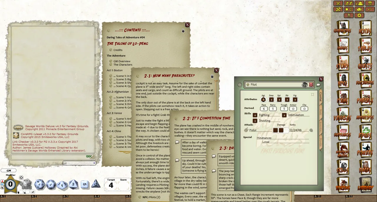 Fantasy Grounds - Daring Tales of Adventure 04: The Talons of LoPeng (Savage Worlds) Screenshot 0