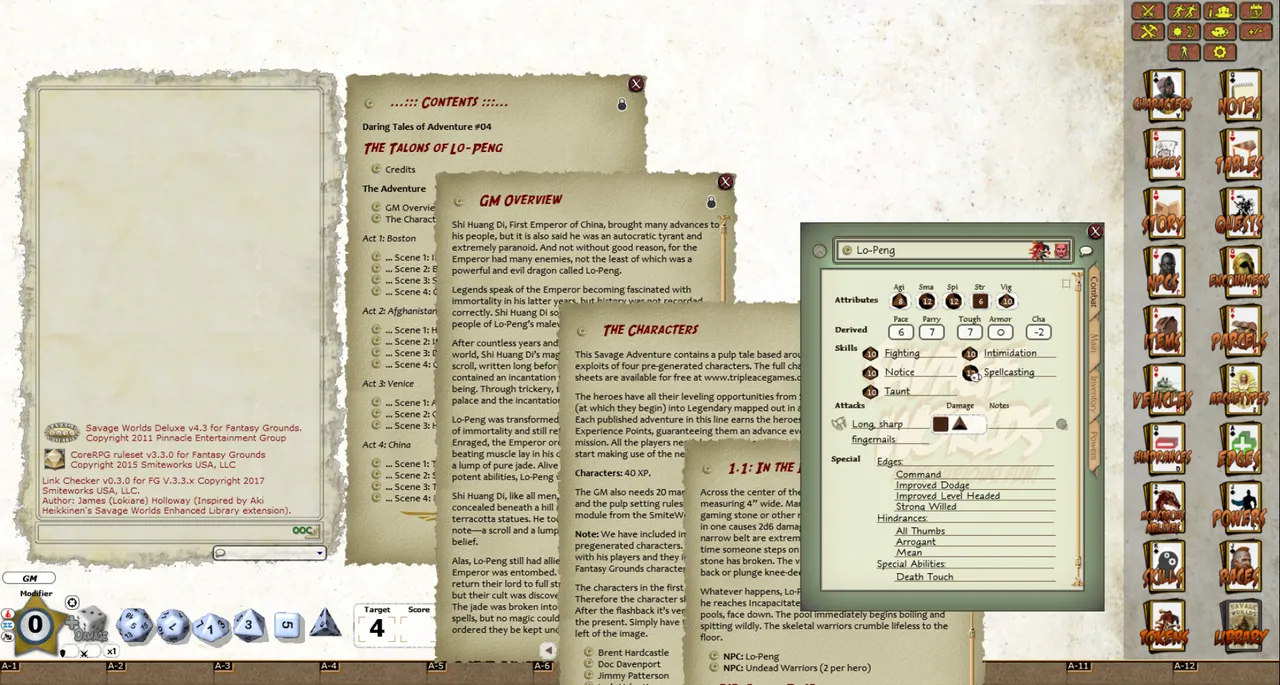 Fantasy Grounds - Daring Tales of Adventure 04: The Talons of LoPeng (Savage Worlds) Screenshot 3