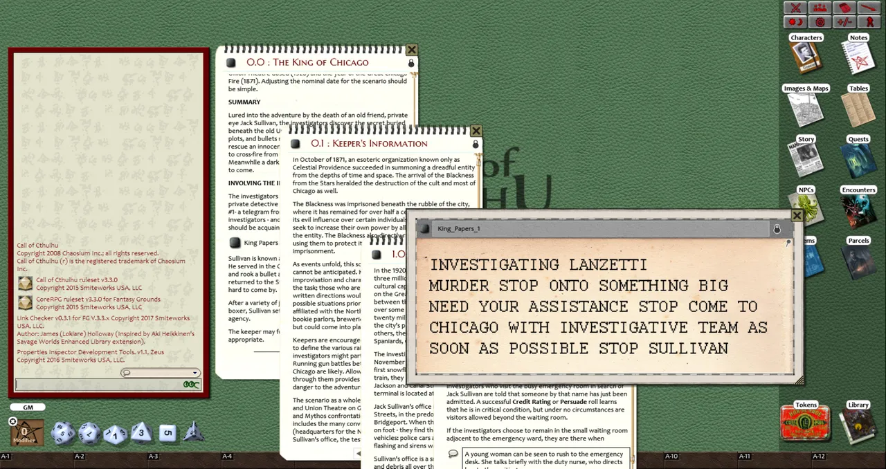 Fantasy Grounds - King of Chicago (Call of Cthulhu) Screenshot 2