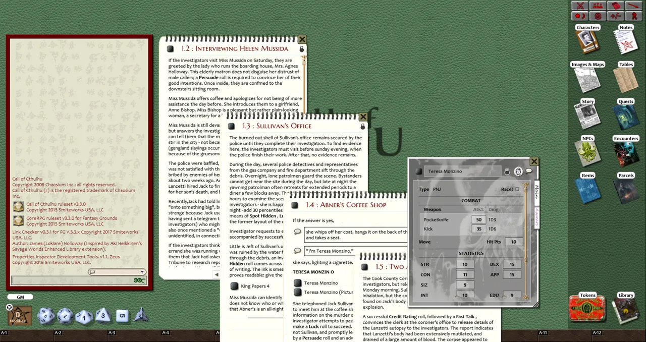 Fantasy Grounds - King of Chicago (Call of Cthulhu) Screenshot 0