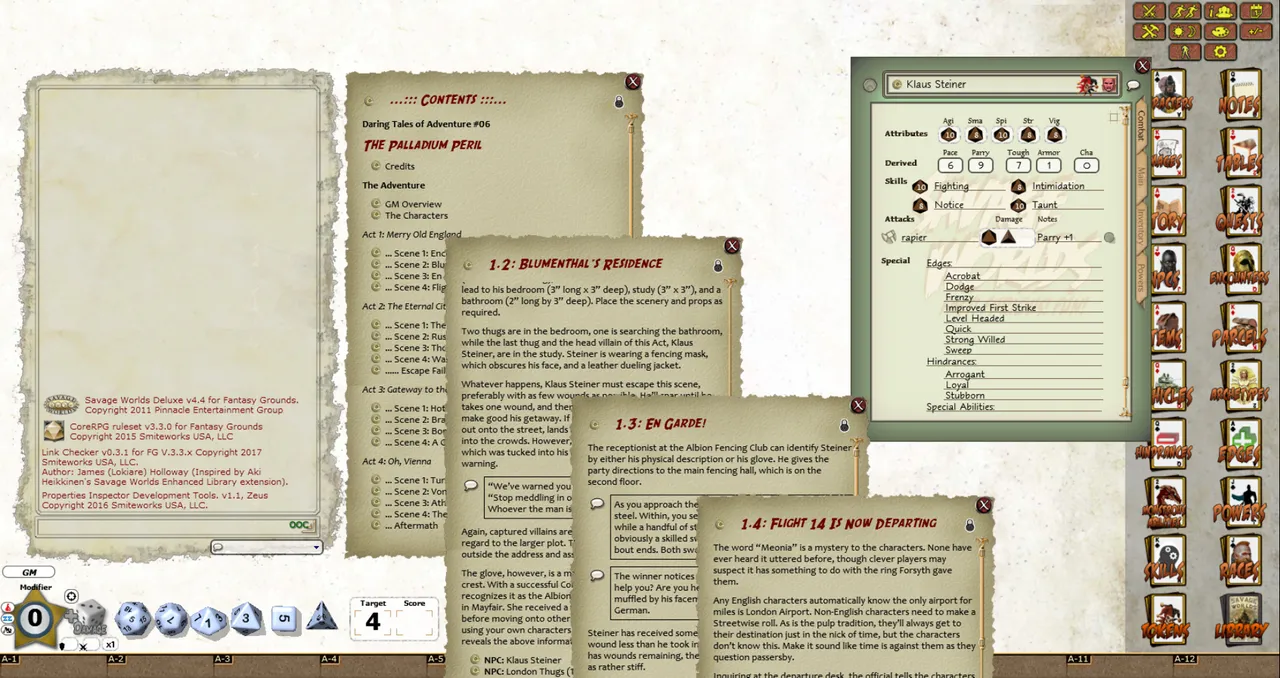 Fantasy Grounds - Daring Tales of Adventure 06: The Palladium Peril (Savage Worlds) Screenshot 1