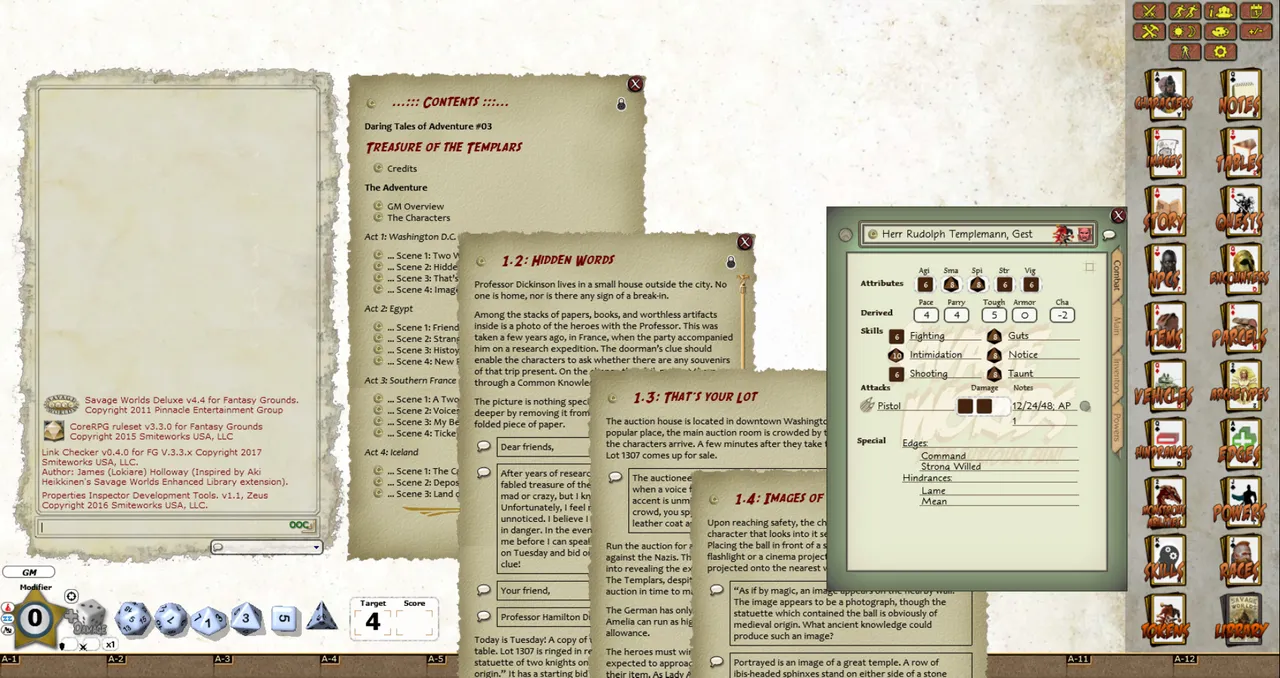 Fantasy Grounds - Daring Tales of Adventure 03: Treasure of the Templars (Savage Worlds) Screenshot 2