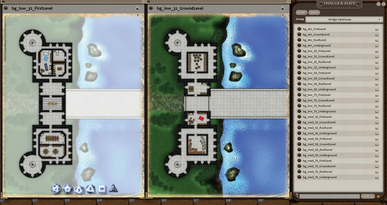 Fantasy Grounds - 0one's Colorprints #4: Bridge Gatehouse (Map Pack) Screenshot 1
