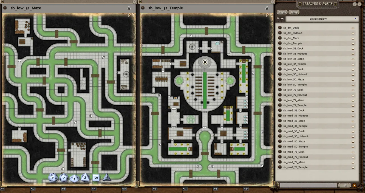 Fantasy Grounds - 0one's Colorprints #5: Sewers Below (Map Pack) Screenshot 1