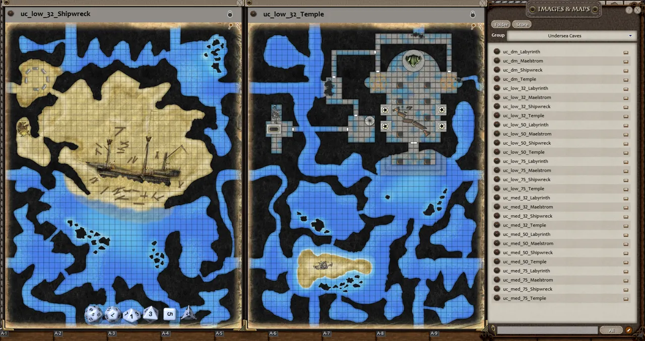 Fantasy Grounds - 0one's Colorprints #6: Undersea Caves (Map Pack) Screenshot 1