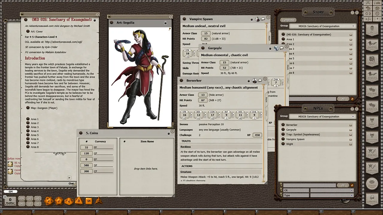 Fantasy Grounds - Mini-Dungeon #026: Sanctuary of Exsanguination (5E) Screenshot 1