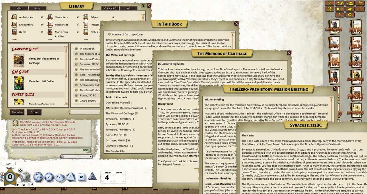 Fantasy Grounds - TIMEZERO: The Mirrors of Carthage (Savage Worlds) Screenshot 1
