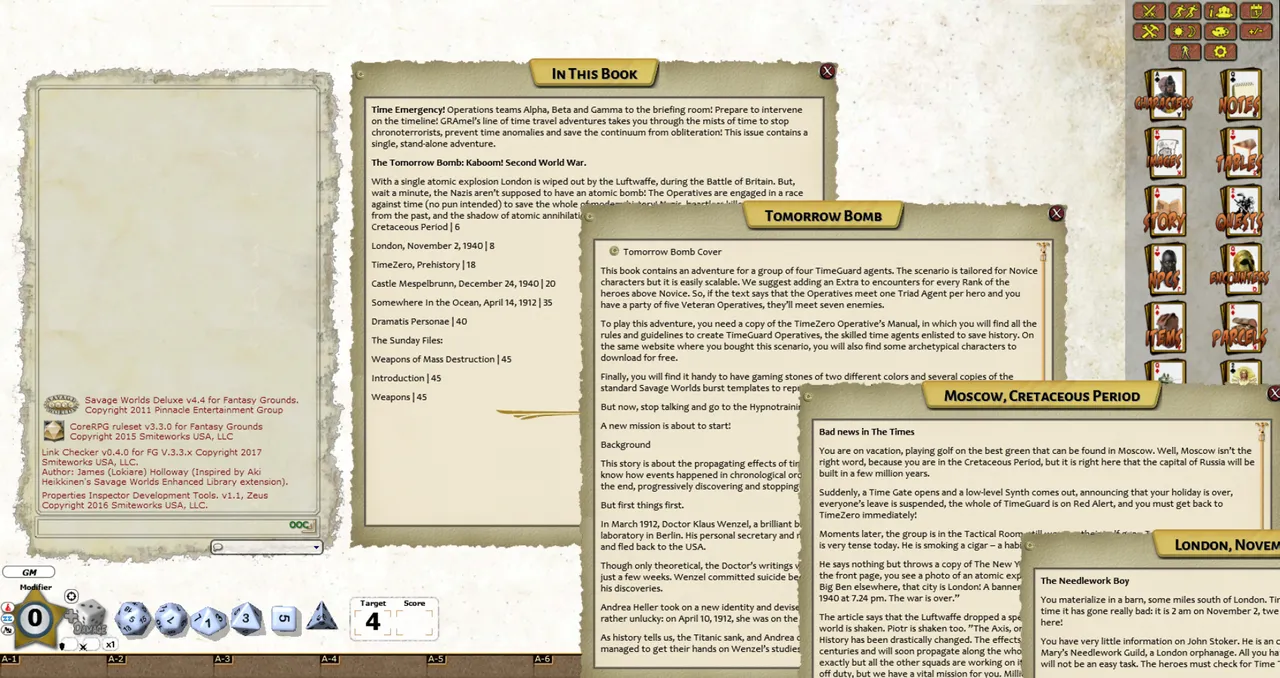 Fantasy Grounds - TIMEZERO: Tomorrow BOMB (Savage Worlds) Screenshot 2