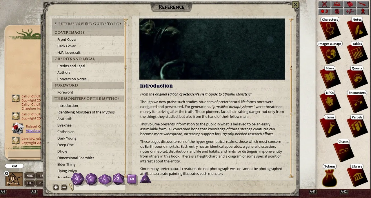 Fantasy Grounds - S.Petersen's Field Guide to Lovecraftian Horrors (CoC7E) Screenshot 0