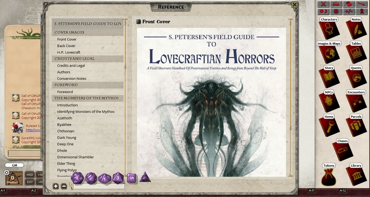 Fantasy Grounds - S.Petersen's Field Guide to Lovecraftian Horrors (CoC7E) Screenshot 1