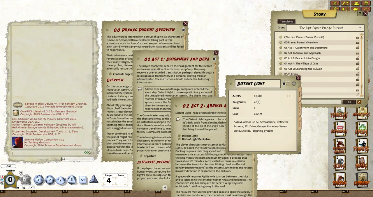 Fantasy Grounds - The Last Parsec: Pranac Pursuit (Savage Worlds) Screenshot 1