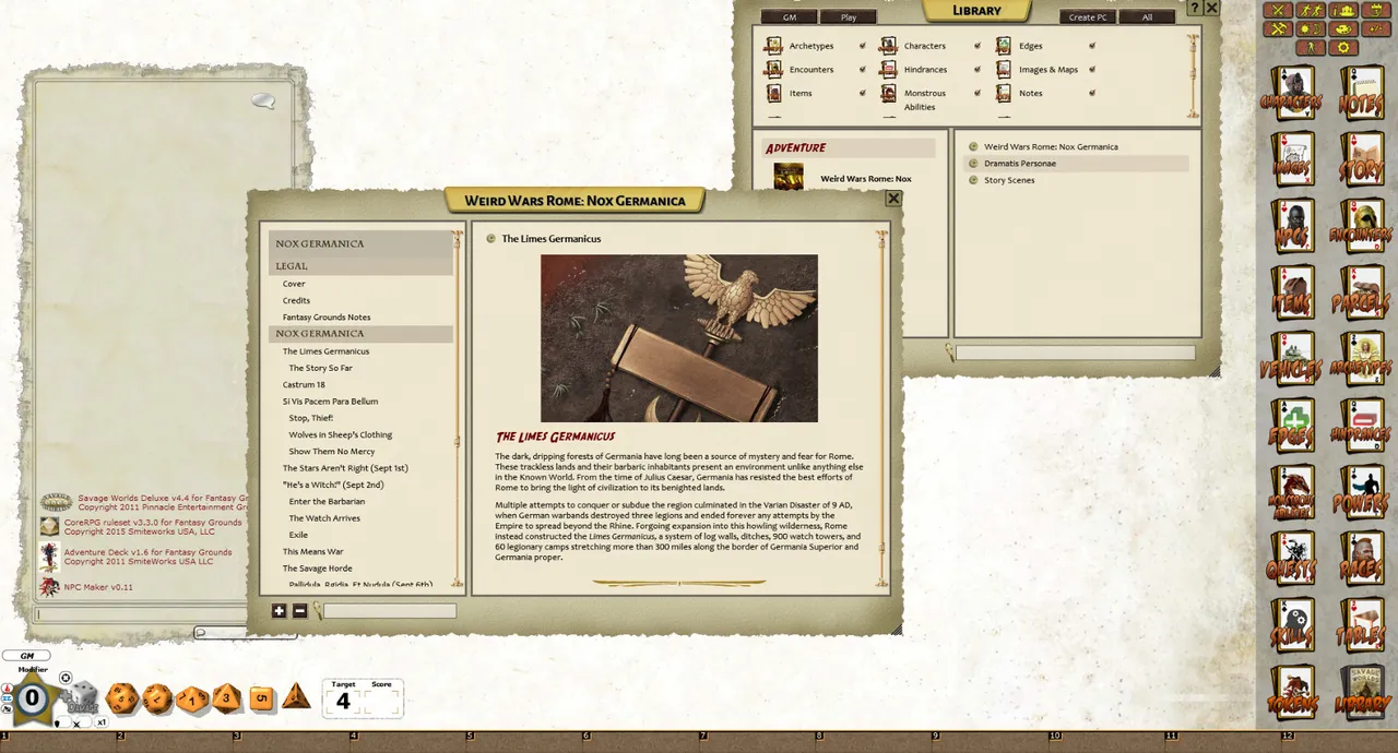 Fantasy Grounds - Weird Wars Rome: Nox Germanica (Savage Worlds) Screenshot 0
