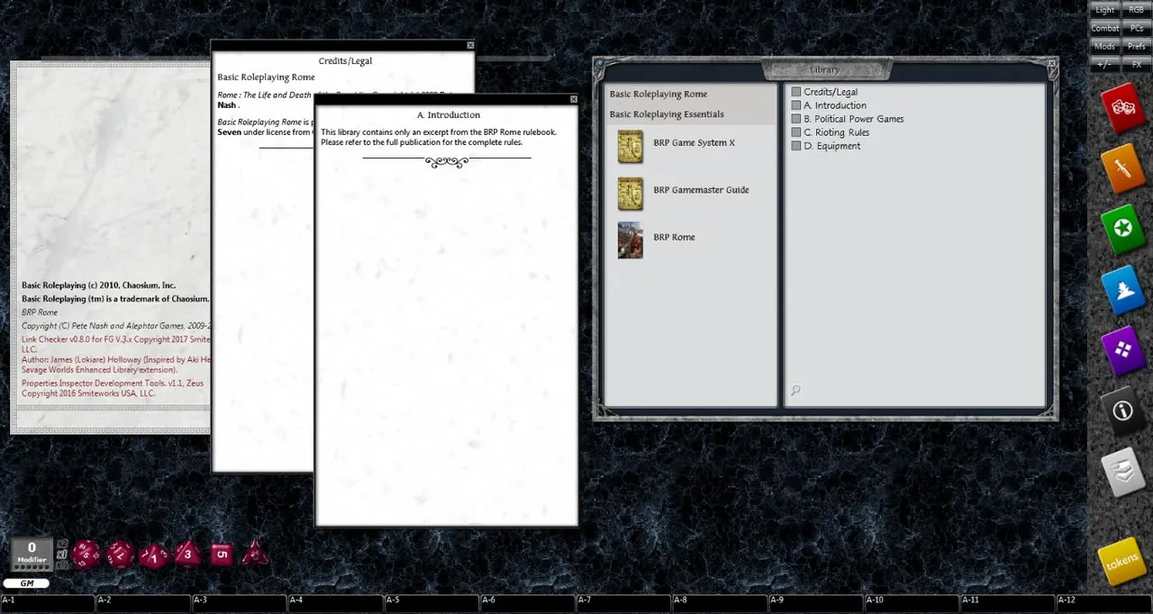 Fantasy Grounds - Rome (BRP) Screenshot 1
